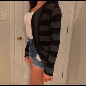 Black and grey striped cardigan